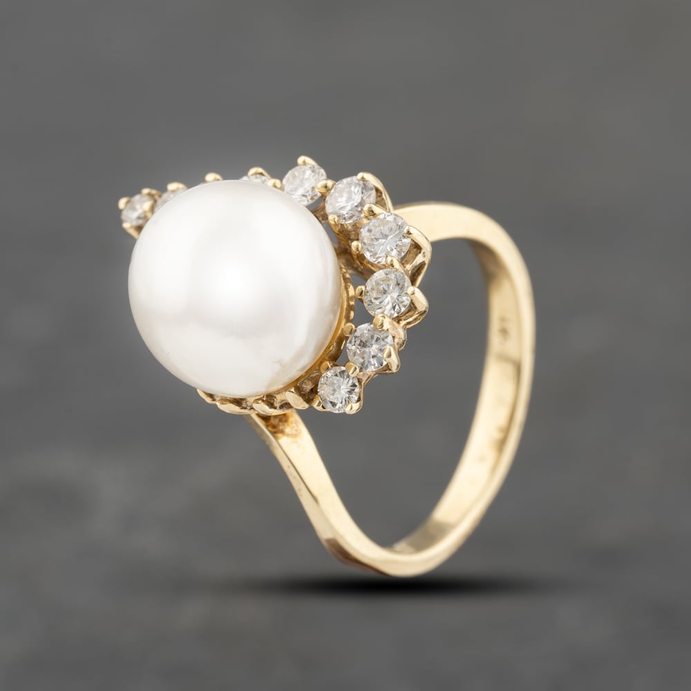 Click to view product details and reviews for Pre Owned 9ct Yellow Gold South Sea Pearl And 068ct Brilliant Cut Diamond Graduated Fancy Dress Ring 43441003.