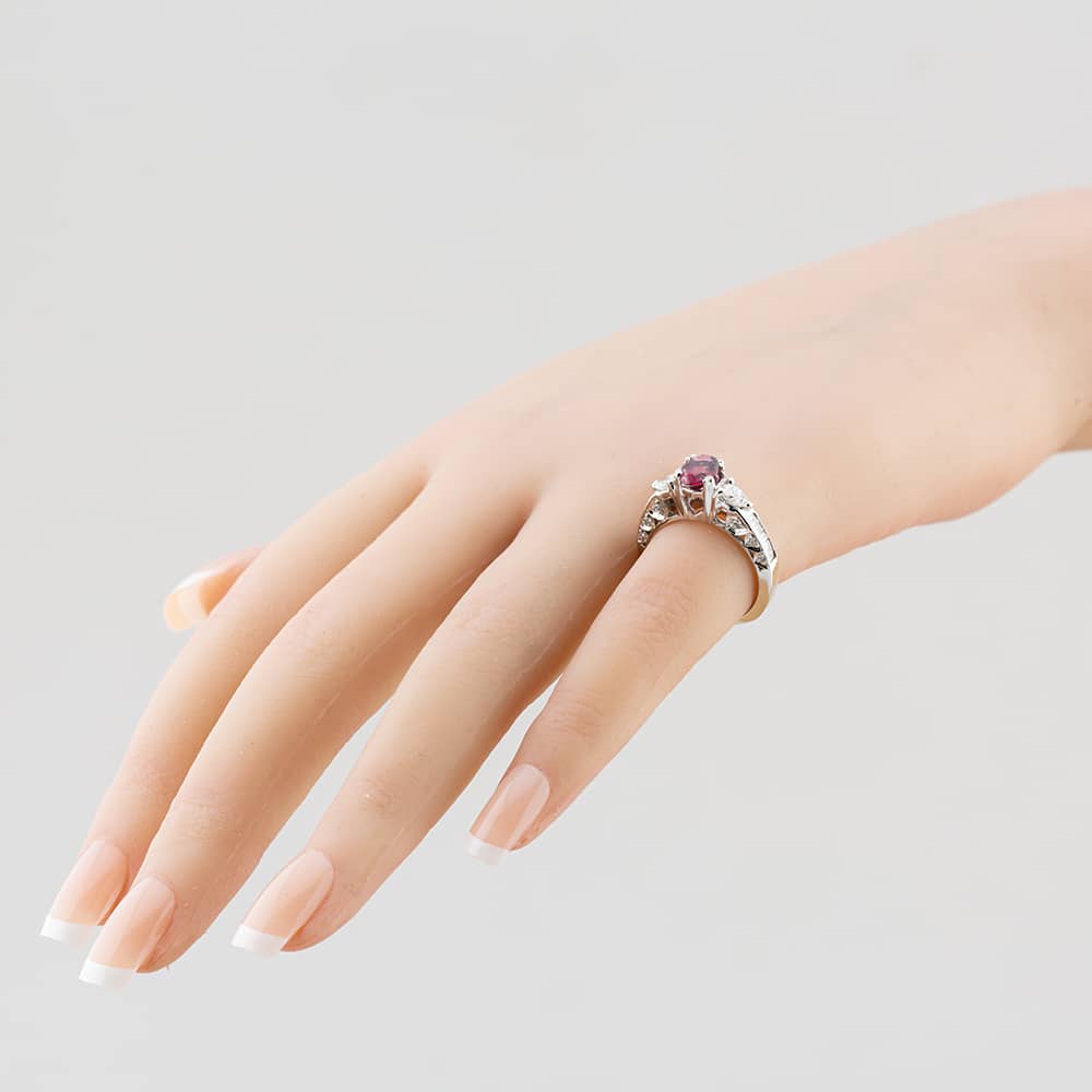 Pre-Owned 18ct White Gold 0.88ct Oval Cut Rubellite Pink Tourmaline & Diamond Dress Ring 43461001