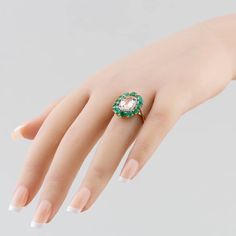 Pre-Owned 18ct Rose Gold Multi Stone & Brilliant Cut Diamond Oval Cluster Ring 43501010