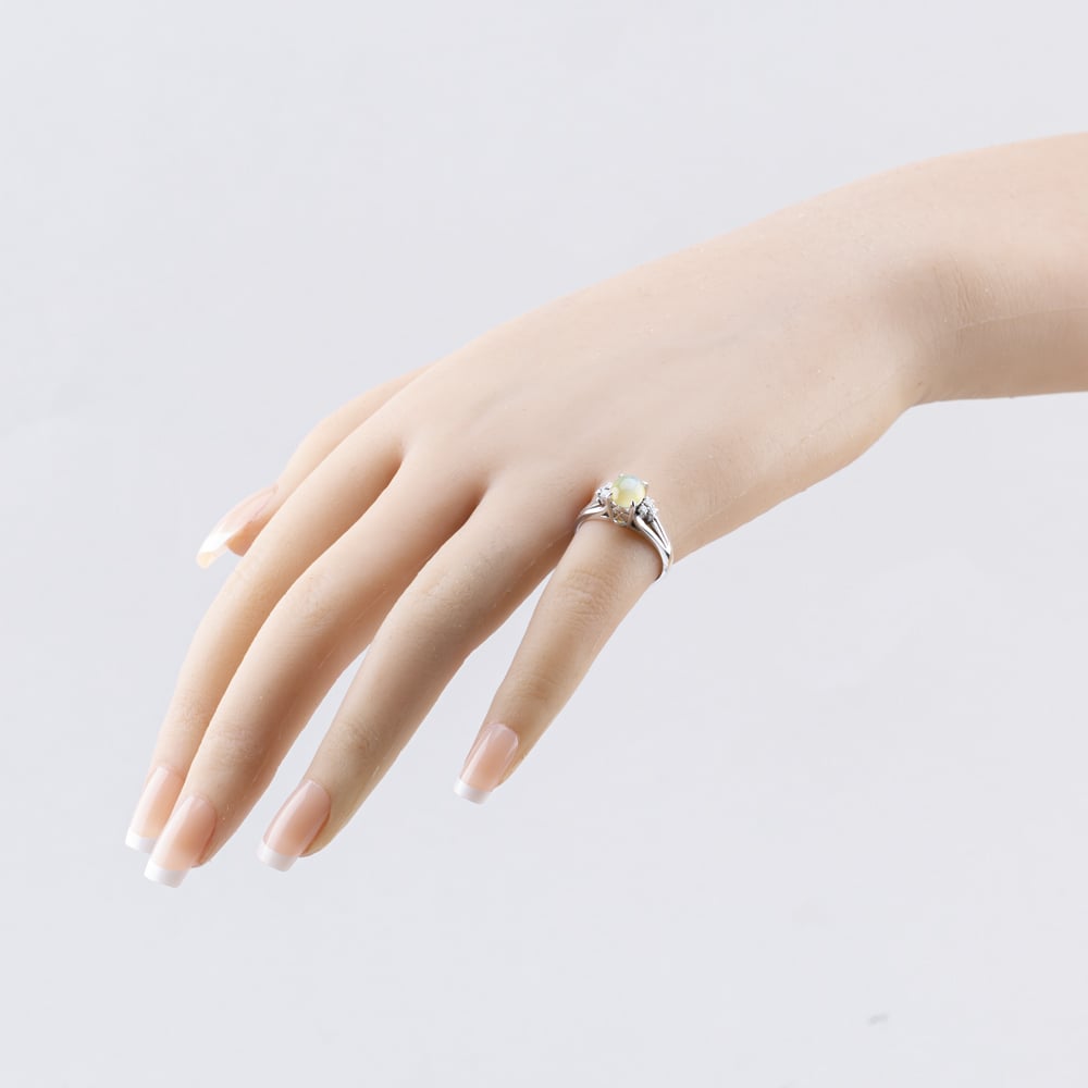 Pre-Owned Platinum Chrysoberyl Cats Eye & 0.12ct Diamond Dress Ring 43511002