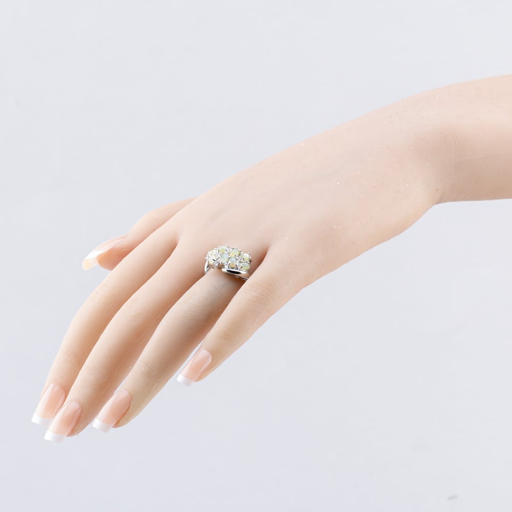 Pre-Owned Platinum 2.14ct Chrysoberyl Cats Eye & 0.04ct Diamond Multi Cluster Ring 43511004