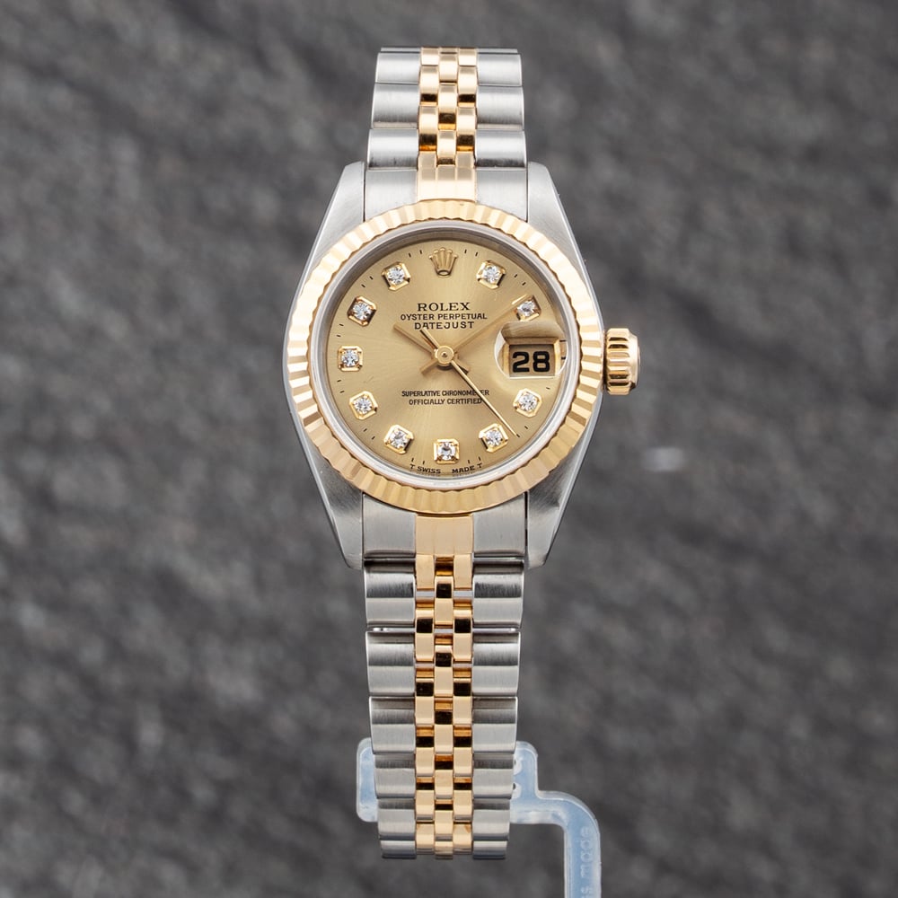 Pre-Owned Rolex Ladies Datejust Gold Dial Two Colour Bracelet Watch 69173