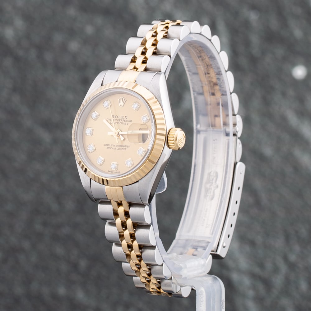 Pre-Owned Rolex Ladies Datejust Gold Dial Two Colour Bracelet Watch 79173
