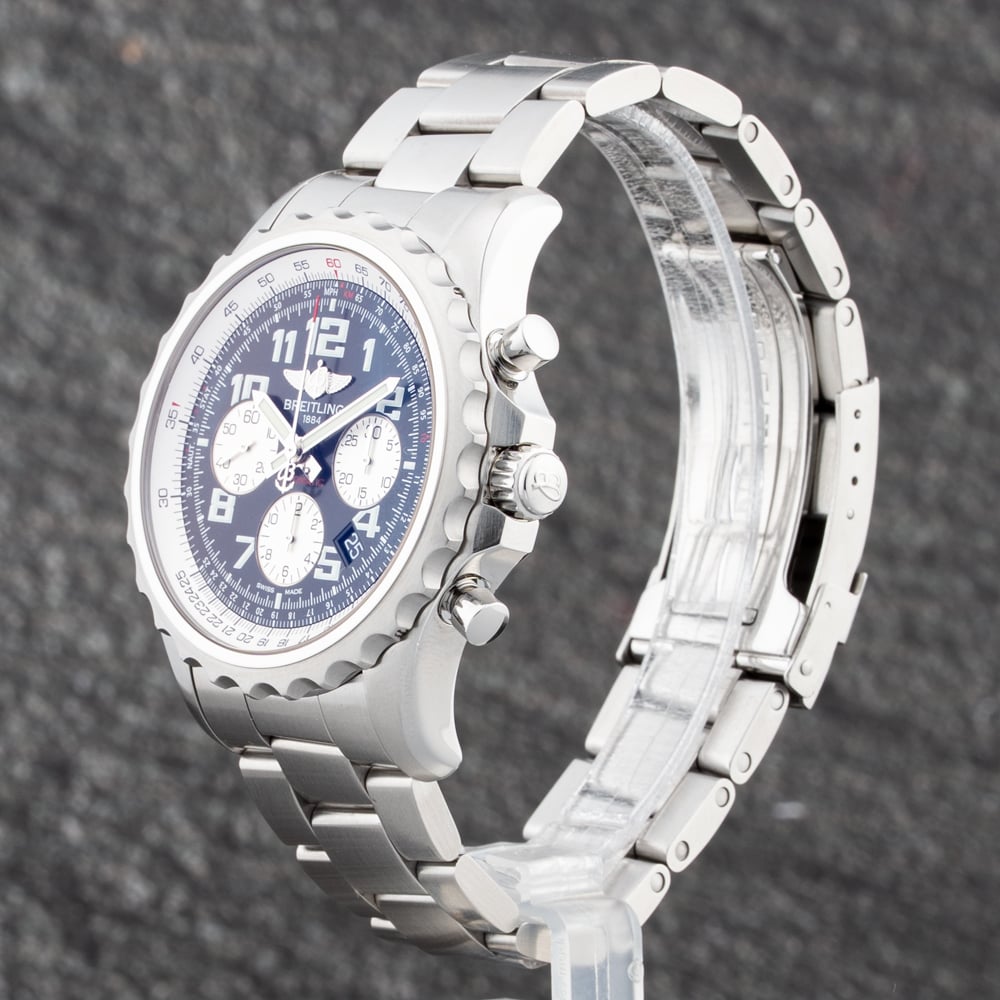 Pre-Owned Breitling Mens Chronospace Black Dial Silver Bracelet Watch A23360