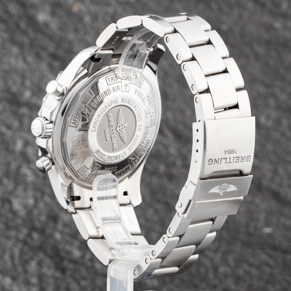 Pre-Owned Breitling Mens Chronospace Black Dial Silver Bracelet Watch A23360