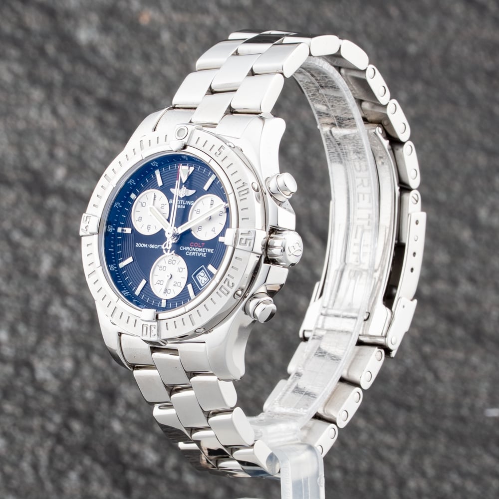 Pre-Owned Breitling Mens Colt Black Dial Silver Bracelet Watch A7338011