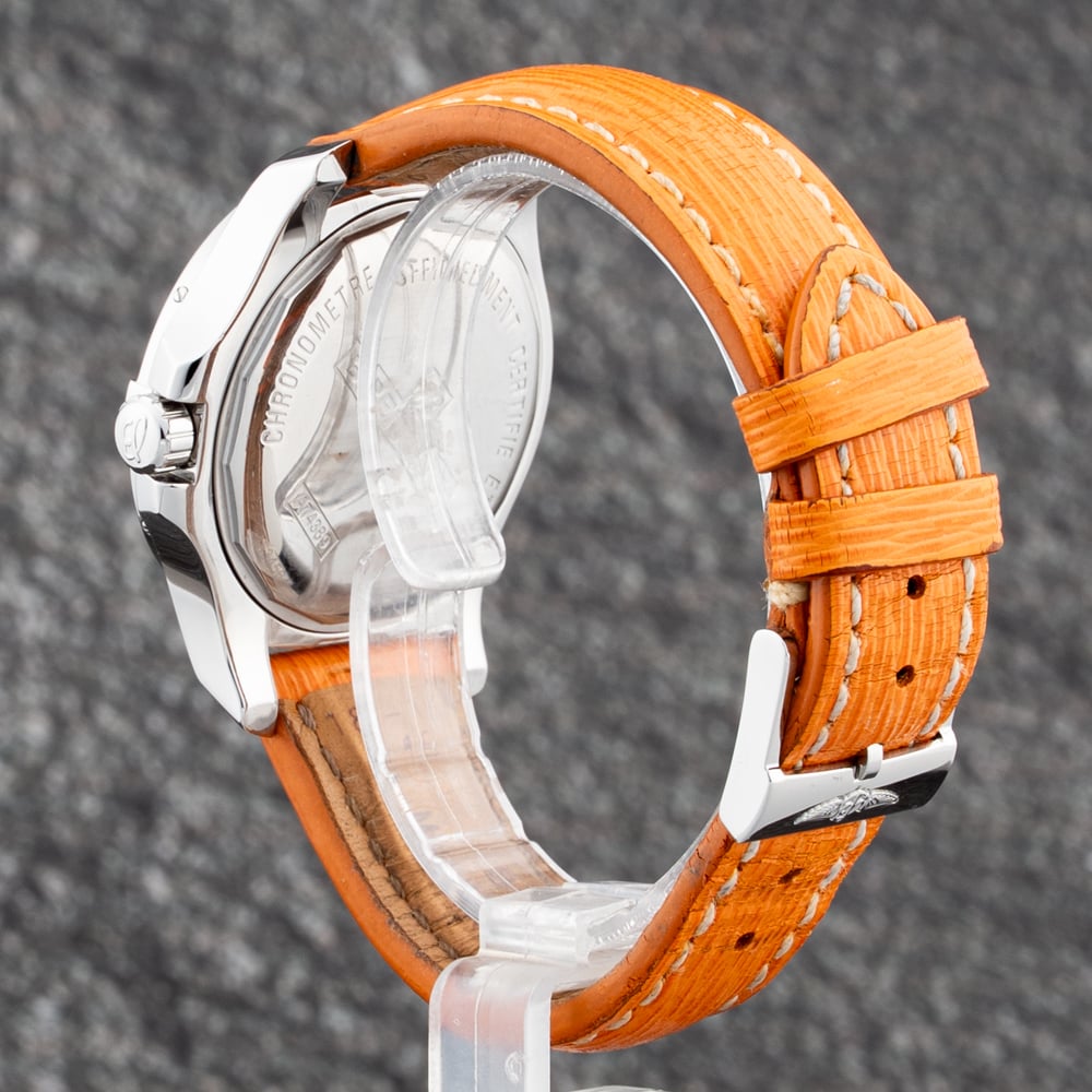 Pre-Owned Breitling Ladies Colt White Dial Orange Leather Strap Watch A74389