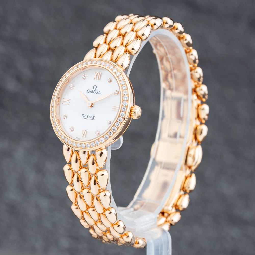 Pre-Owned OMEGA Ladies De Ville Prestige 18ct Rose Gold Bracelet Watch 42455276055004