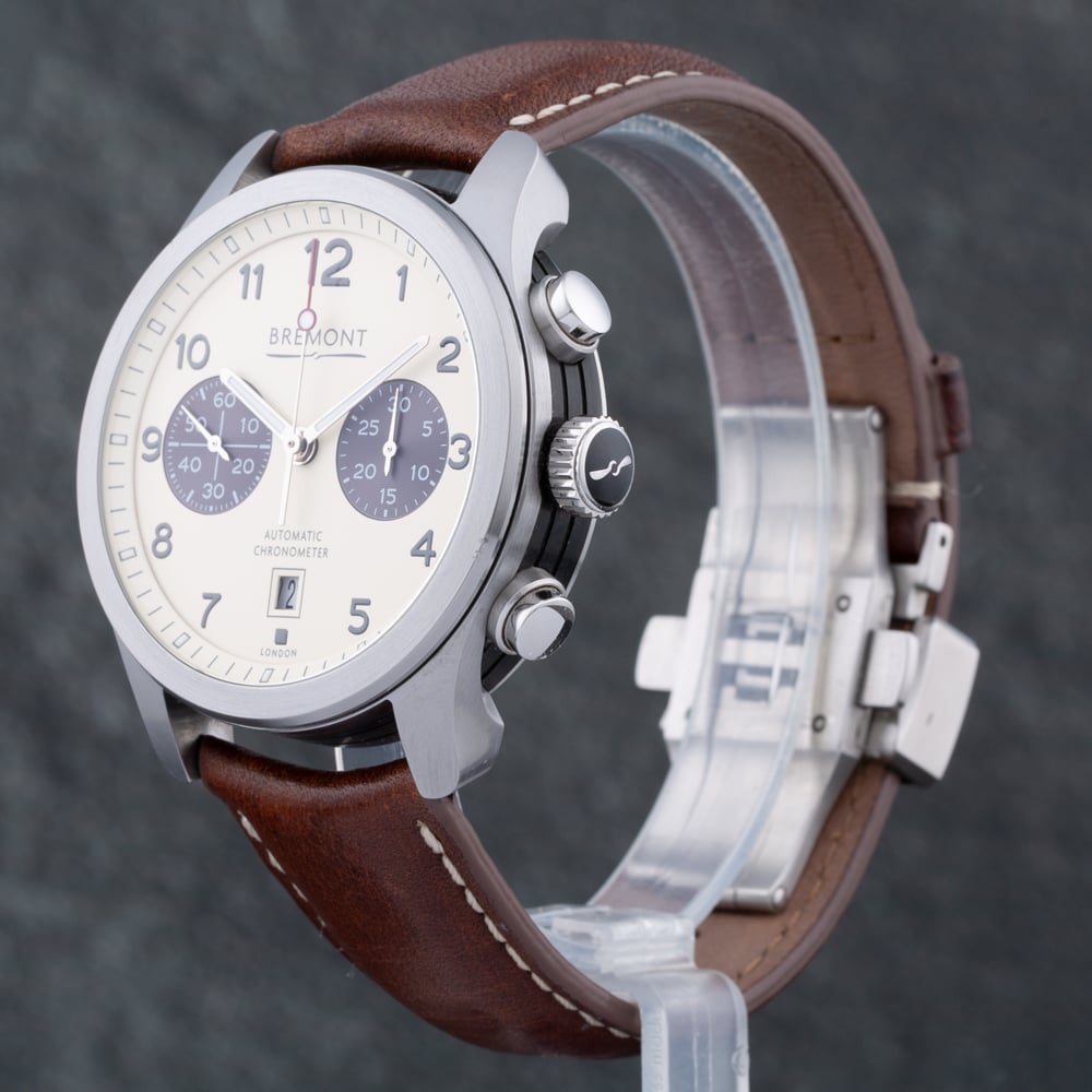 Pre-Owned Bremont Mens Alt1-C Cream Dial Leather Strap Watch ALT1-C/WH-BK
