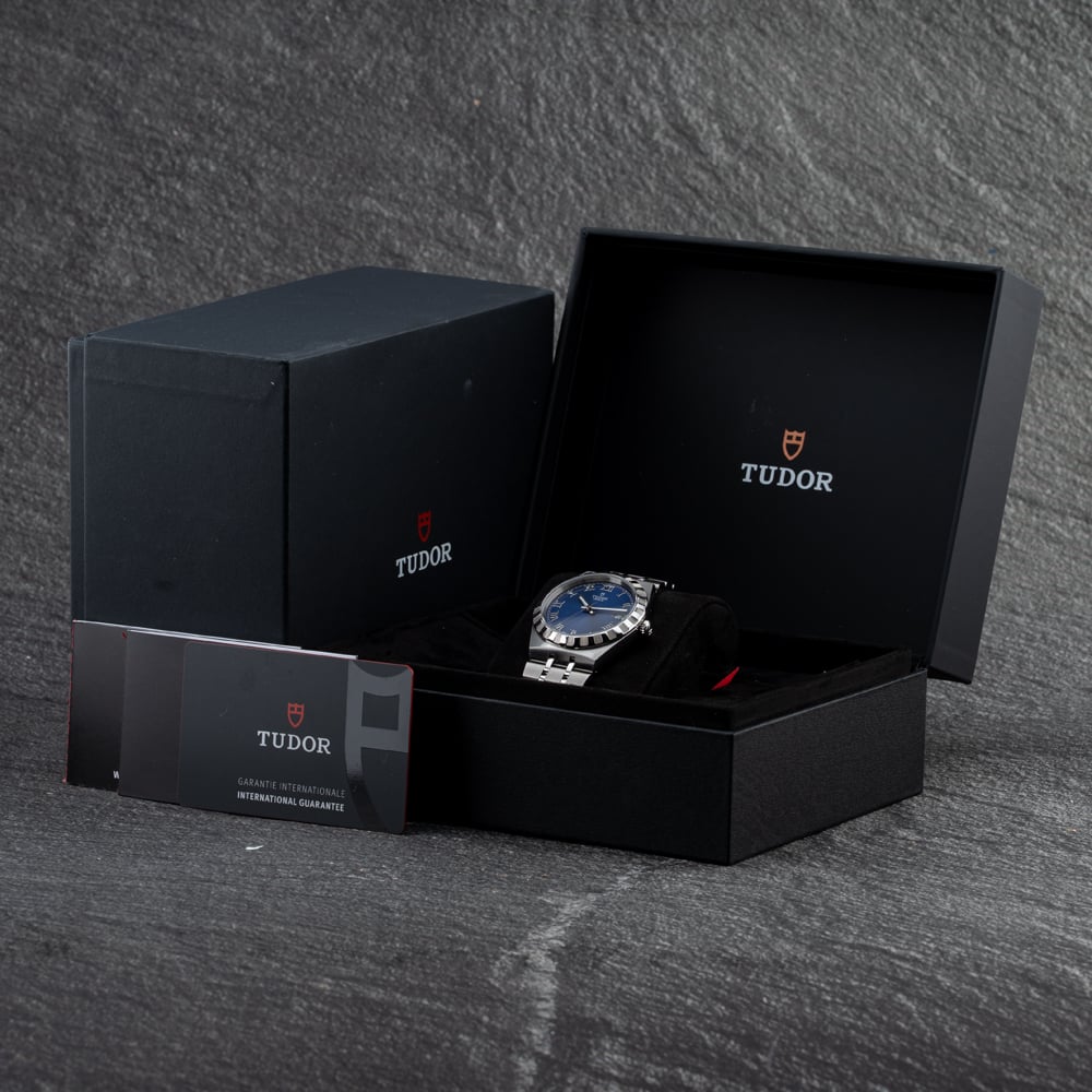 Pre-Owned Tudor Mens Royal Blue Dial Silver Bracelet Watch 28500