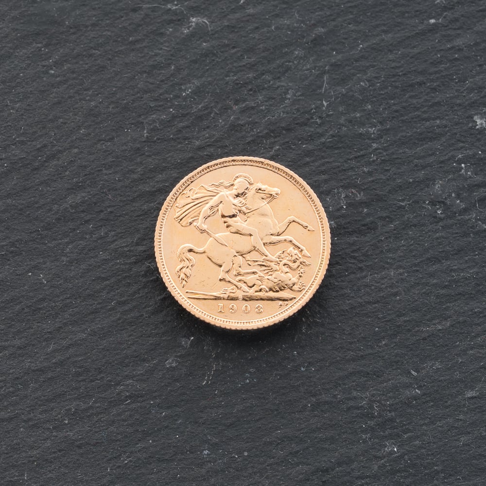 Pre-Owned 22ct Yellow Gold 1908 Edward VII Half Sovereign Coin 47011158