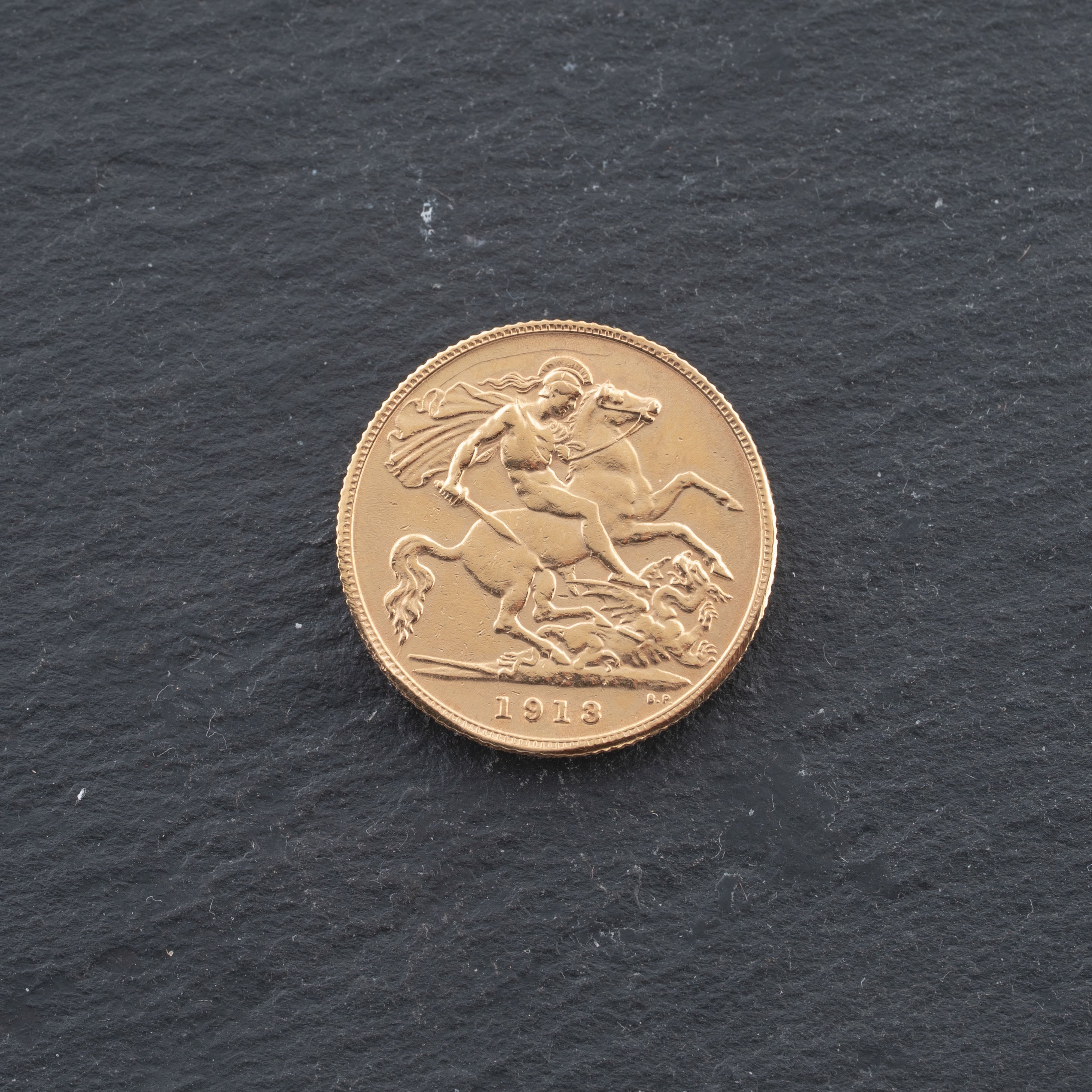 Pre-Owned 22ct Yellow Gold 1913 King George Half Sovereign Coin 47011226