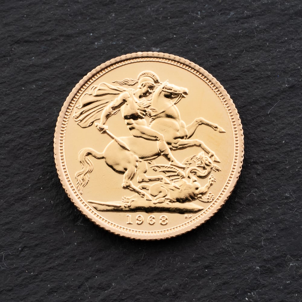 Pre-Owned Yellow Gold Elizabeth II 1968 Full Sovereign Coin 47021299