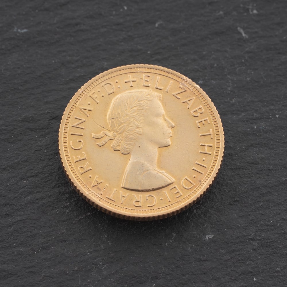 Pre-Owned 22ct Yellow Gold Queen Elizabeth II 1963 Full Sovereign Coin 47021308