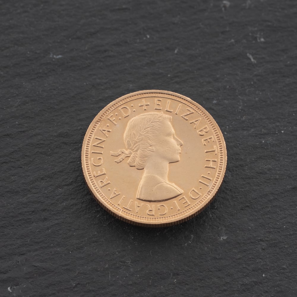 Pre-Owned 22ct Yellow Gold Queen Elizabeth II 1957 Full Sovereign Coin 47021310