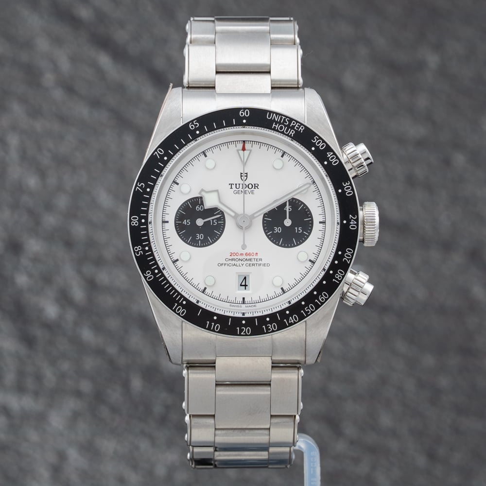Pre-Owned Tudor Mens Black Bay White Dial Bracelet Watch M79360N-0012