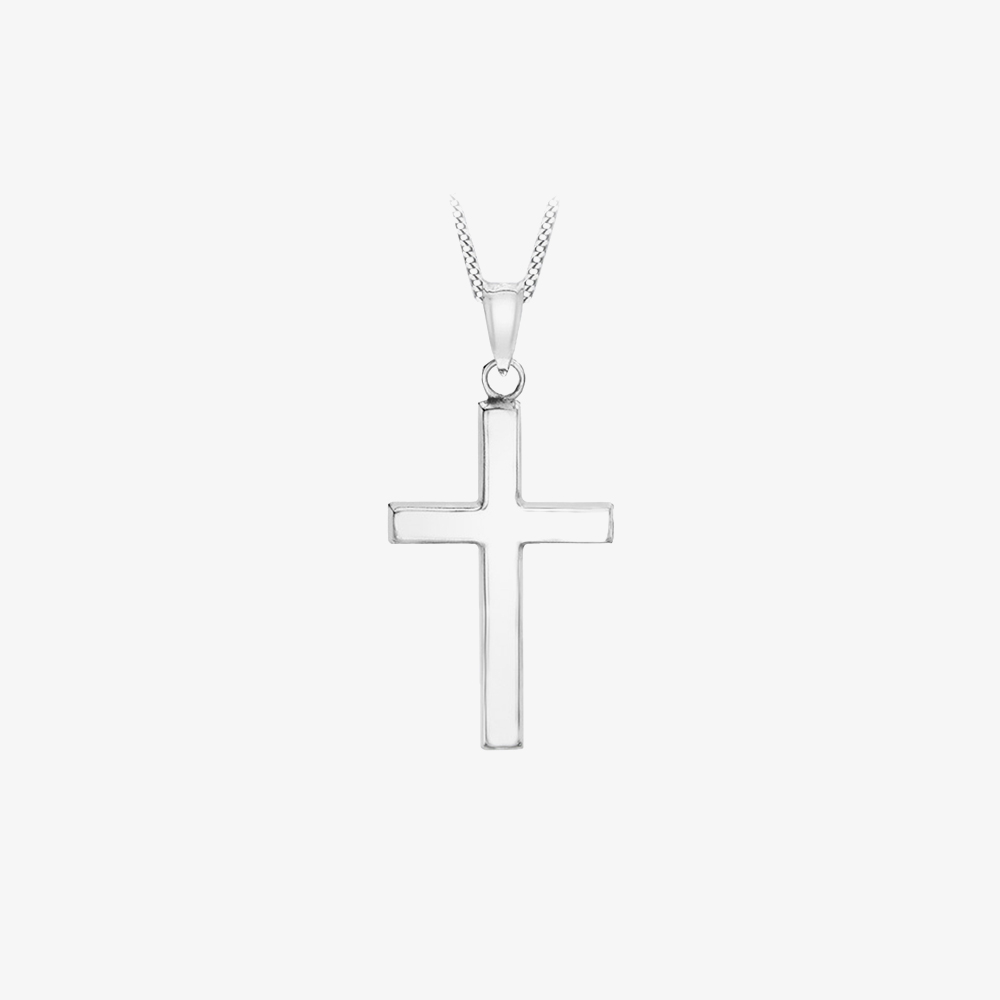 9ct White Gold Plain Cross Necklace 5.64.0043