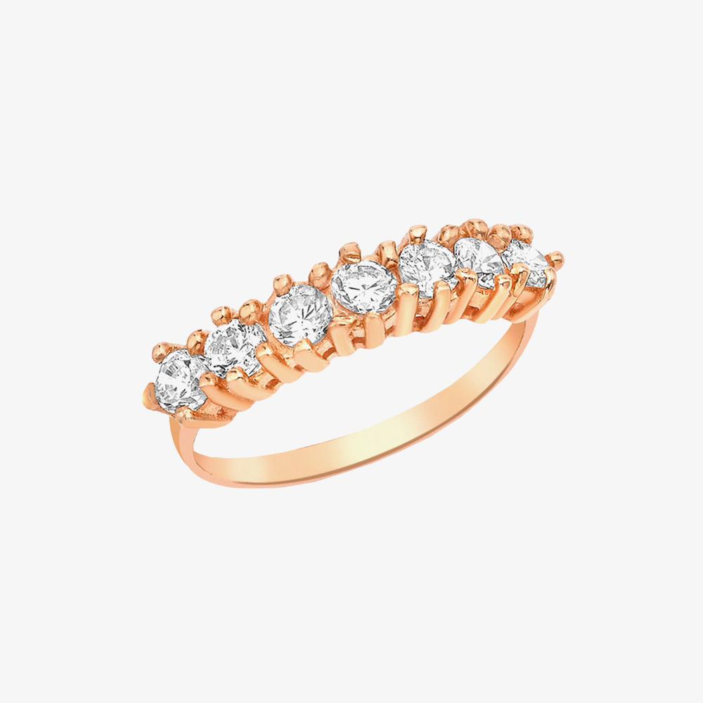 9ct Rose Gold 7-Stone Crystal Half Eternity Ring 5.84.6901