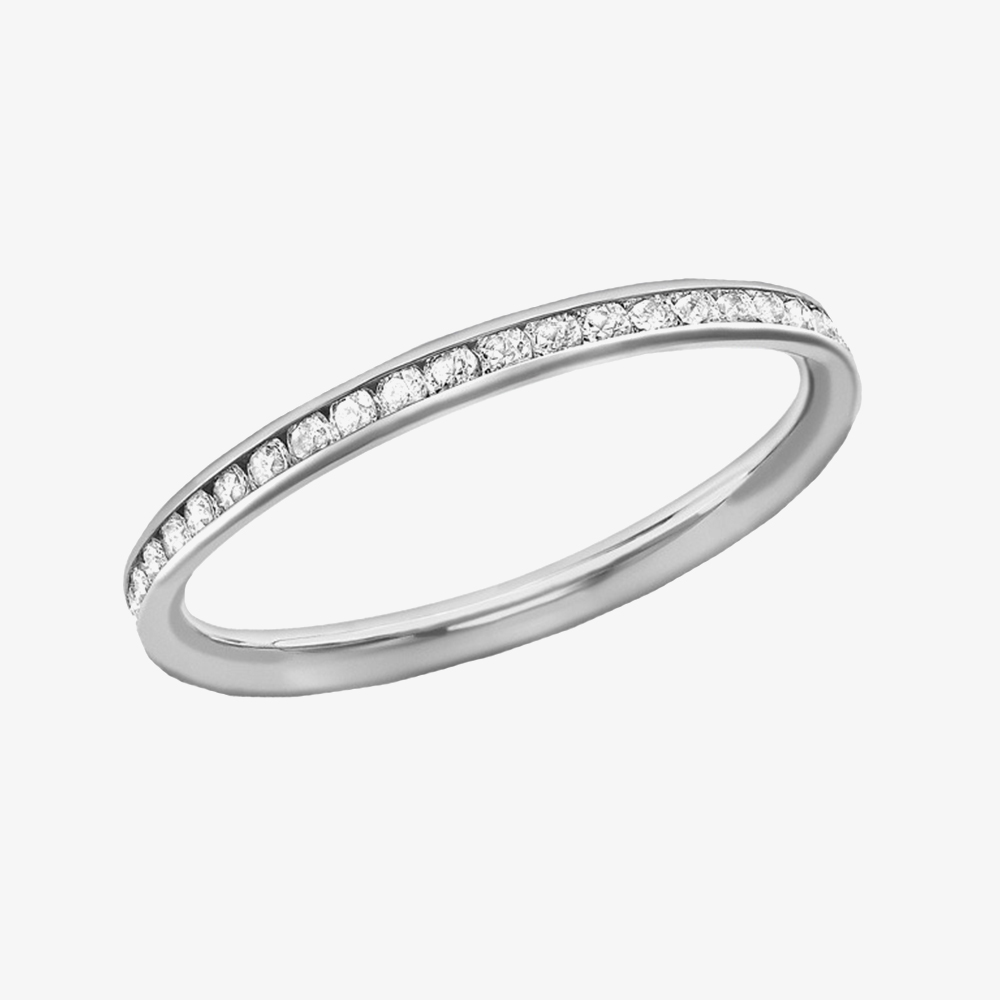 9ct White Gold 2mm Crystal-Set Eternity Ring 5.84.9069
