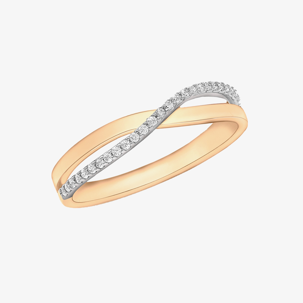 9ct Rose Gold Crystal Crossover Ring 5.84.9419