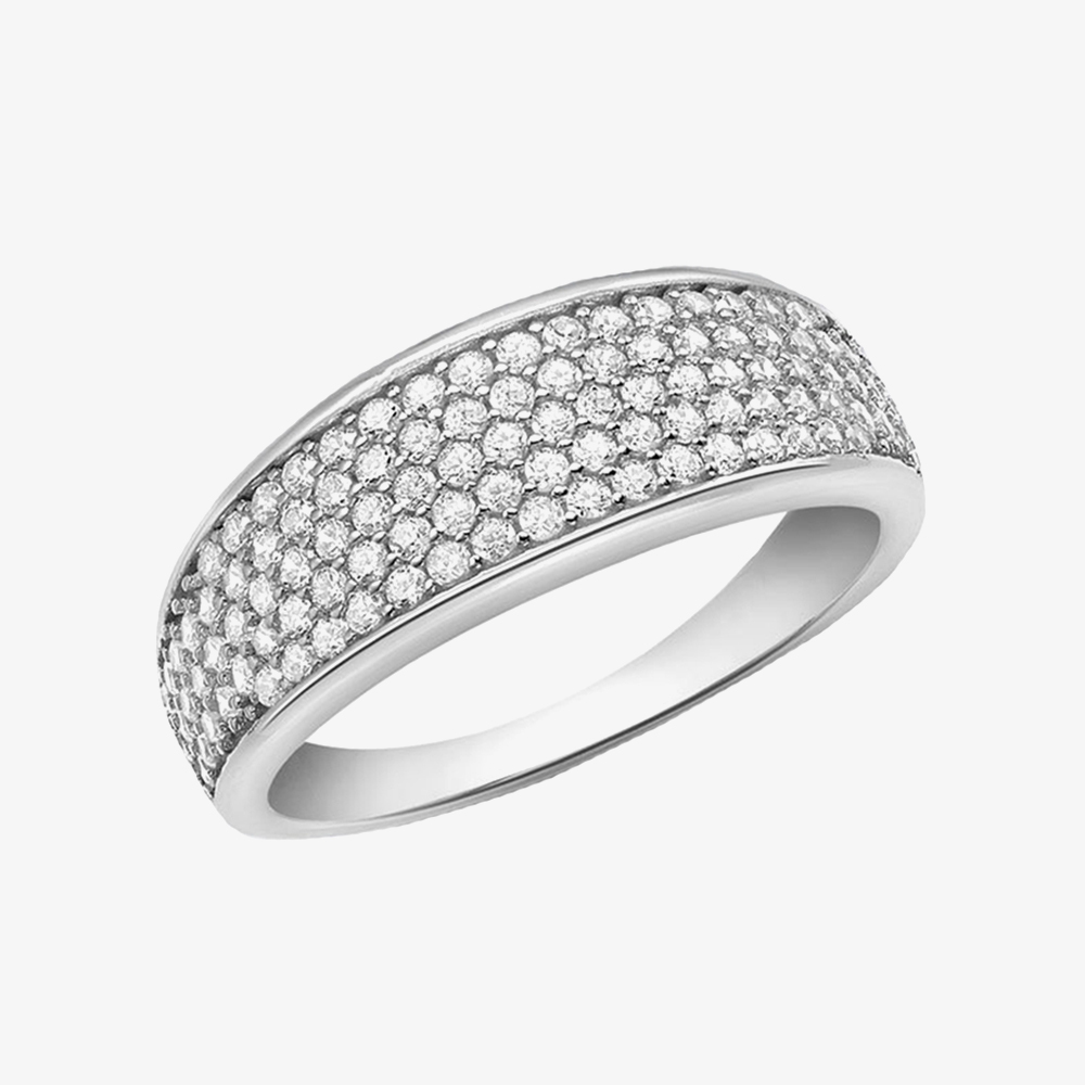 9ct White Gold Pave Crystal Tapered Ring 5.84.9569