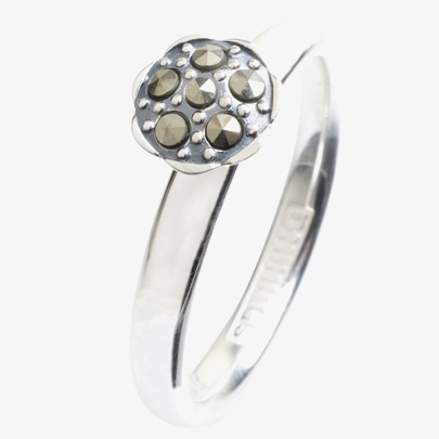 Spinning Silver Daring Round Marcasite Ring 70613