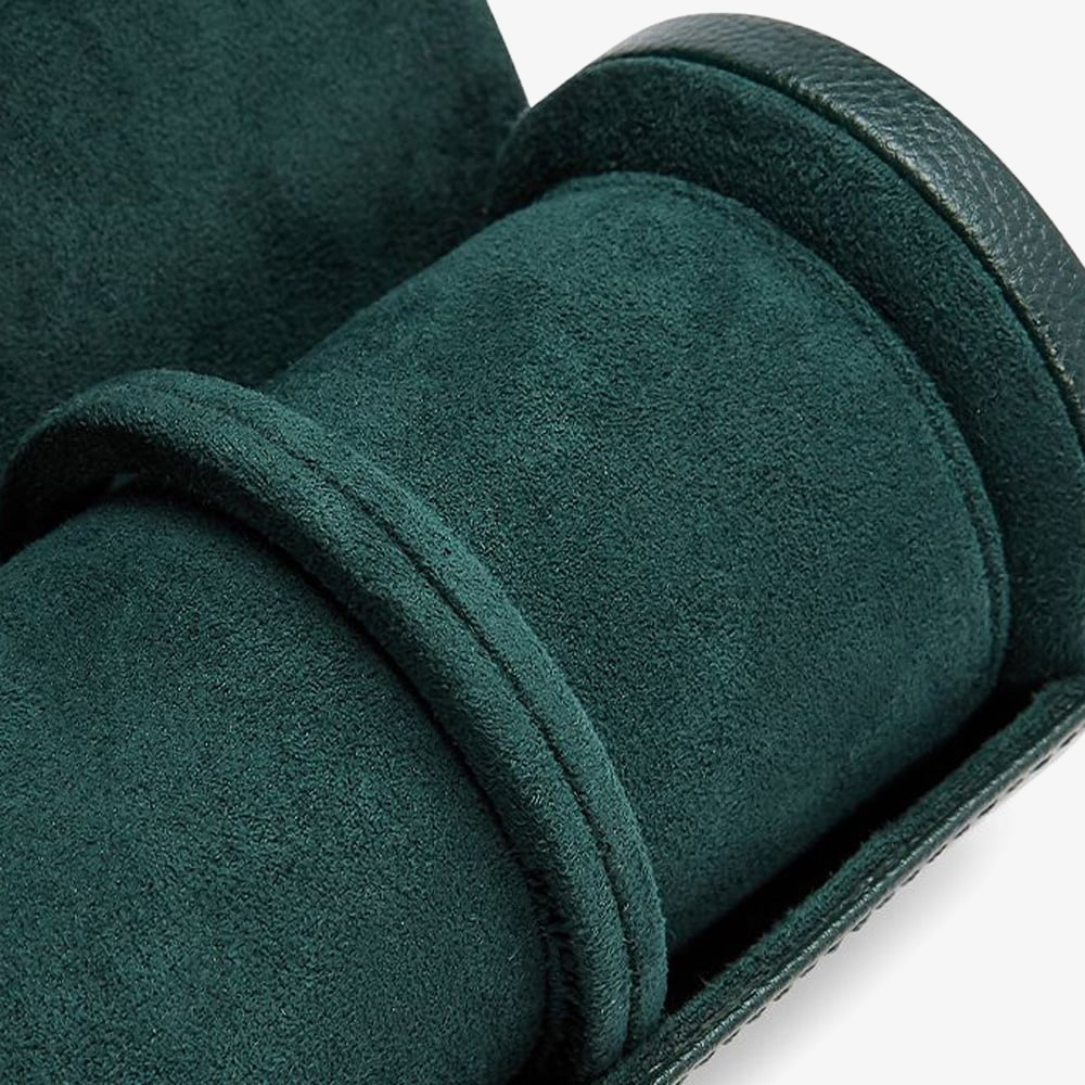 WOLF Racing Green Leather Triple Watch Roll 792941