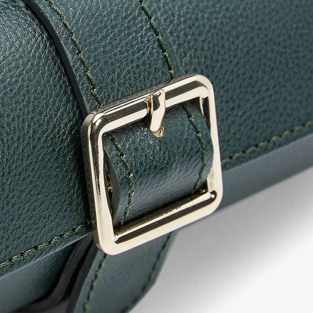 WOLF Racing Green Leather Triple Watch Roll 792941
