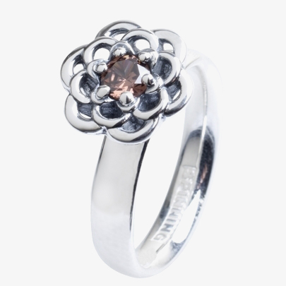 Spinning Silver Romance Pink Cubic Zirconia Flower Ring 80311