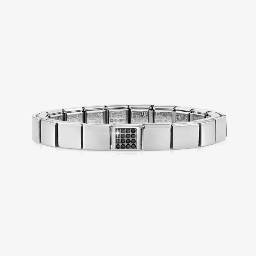 Product photograph of Nomination Glam Black Pave Square Bracelet 239101 16 from The Jewel Hut