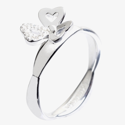 Spinning Silver Lucky Heart Clover Ring 80512
