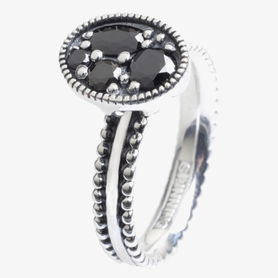 Spinning Silver Stronger Black Cubic Zirconia Marcasite Ring 81313