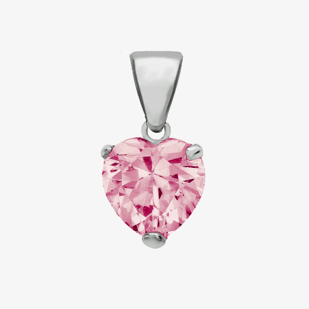 Sterling Silver 5mm Pink Crystal Heart Pendant 8.62.2694