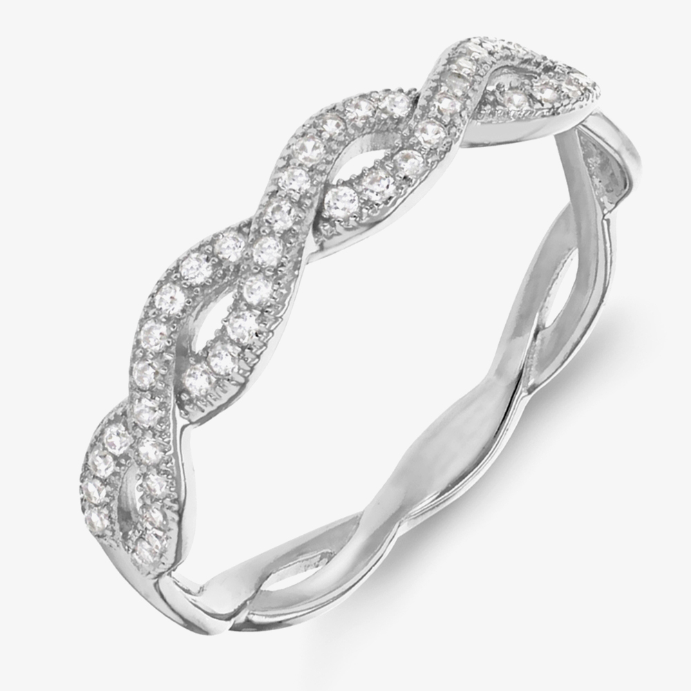 Sterling Silver Crystal Crossover Ring 8.84.8819 L