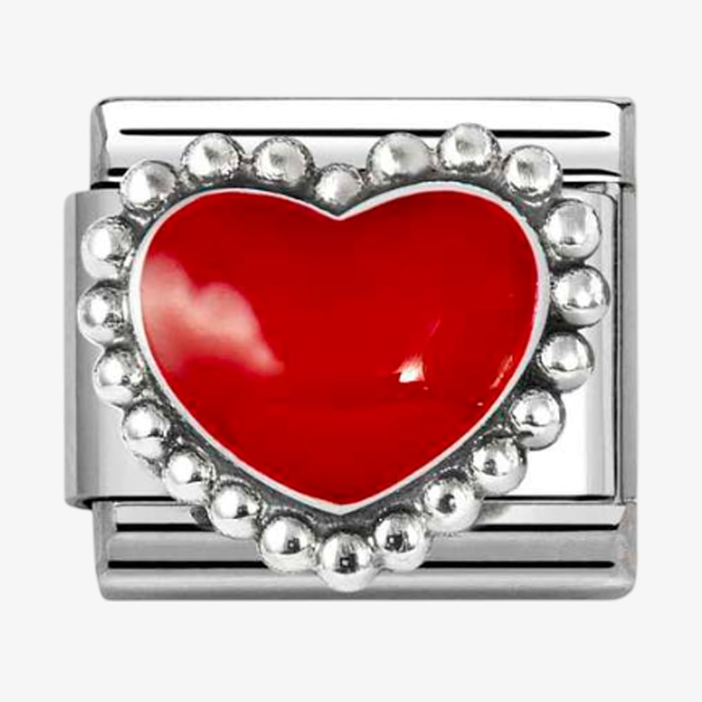 Product photograph of Nomination Stainless Steel Amp Silver Red Dotted Heart Charm 330204 39 from The Jewel Hut