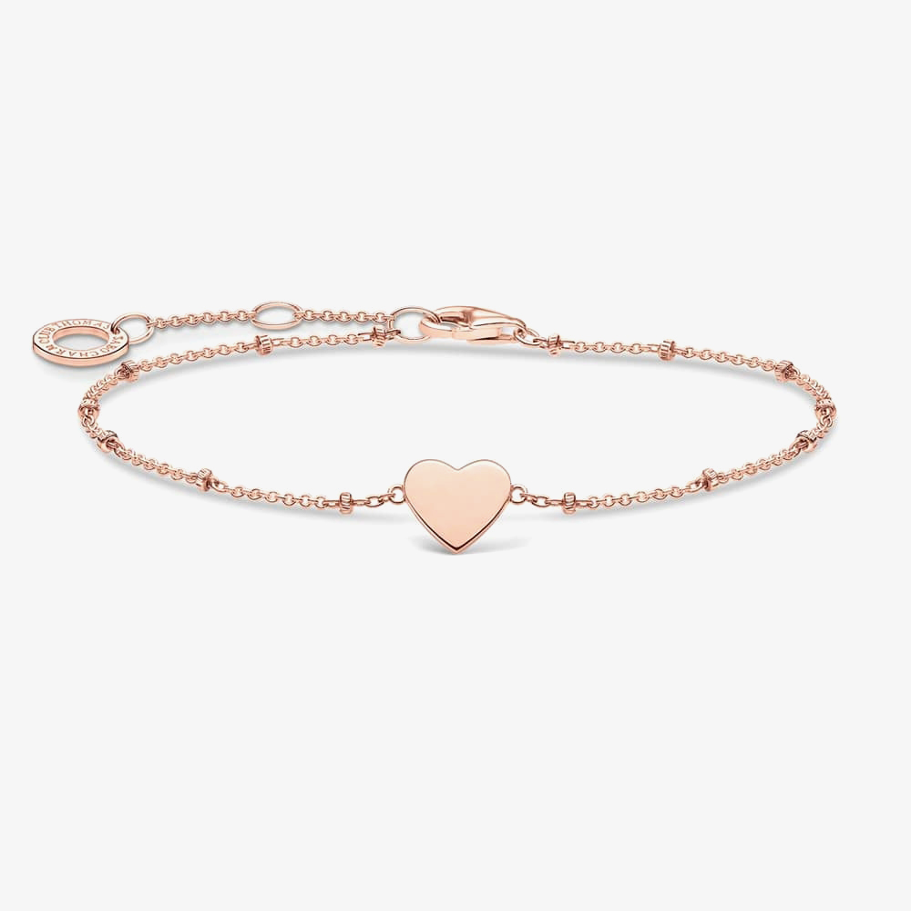 Product photograph of Thomas Sabo Rose Gold Plated Heart With Dots Bracelet A1991-415-40-l19v from The Jewel Hut
