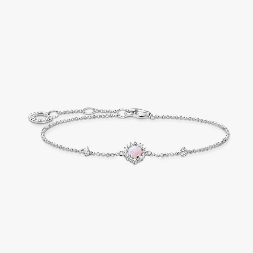Product photograph of Thomas Sabo Vintage Sterling Silver Pink Opal Colour Effect Bracelet A2023-166-7 from The Jewel Hut
