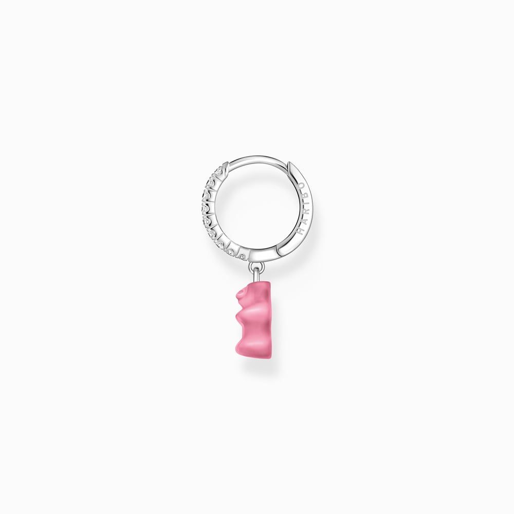 THOMAS SABO Haribo Sterling Silver 28mm Pink Gummy Bear Single Hoop Earring CR726-052-9