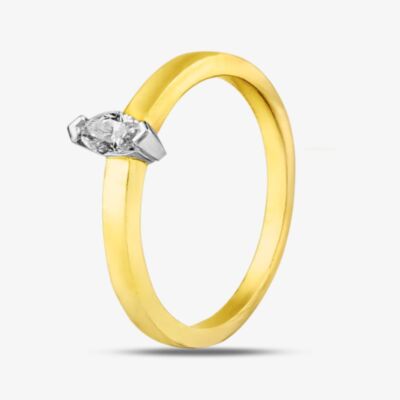 9ct Yellow Gold 0.15ct Marquise Cut Diamond Solitaire Ring 