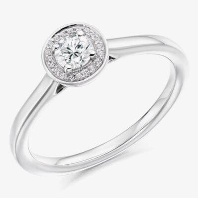 Gold Impression 9ct White Gold 0.29ct Round Brilliant Cut Diamond Halo Ring ENG3453SMT