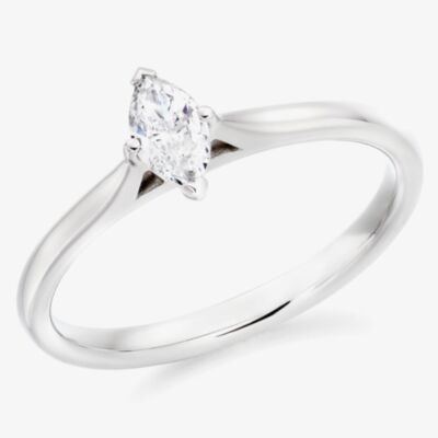 Platinum Excellence Platinum 0.51ct Certificated Marquise Cut Diamond Solitaire Ring ENG30014