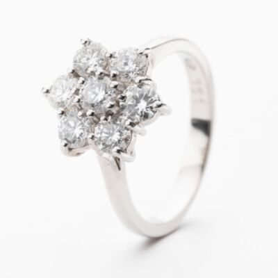 18ct White Gold 0.20ct Multi Cut Diamond Daisy Cluster Ring RG1DRD20