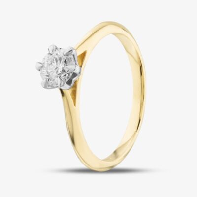 18ct Yellow Gold Certified 0.50ct Brilliant Cut Diamond Solitaire Ring 10638/18PT/MO - 50PT