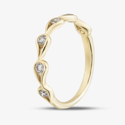 9ct Yellow Gold Diamond Open Teardrop Half Eternity Ring 50L55/24