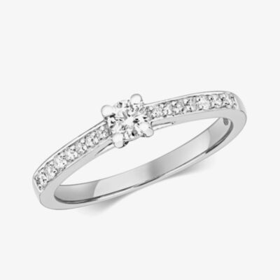 Gold Impression 9ct White Gold 0.27ct Brilliant Cut Diamond Shoulder Set Solitaire Ring RD631W