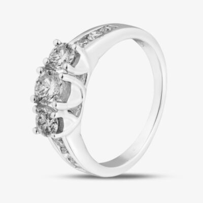 Pure Brilliance 9ct White Gold 1.00ct Diamond Trilogy Shoulder Set Ring THR4901-100 (WG)
