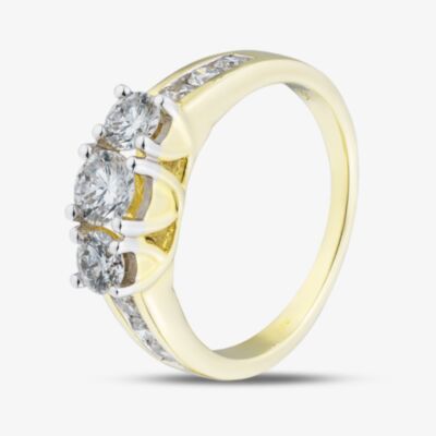 Pure Brilliance 9ct Yellow Gold 1.00ct Diamond Trilogy Shoulder Set Ring THR4901-100 (YG)