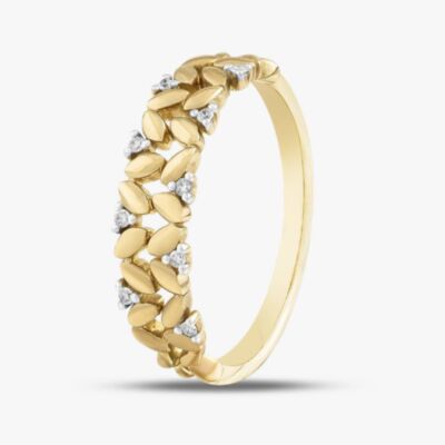 9ct Yellow Gold 0.05ct Brilliant Cut Diamond Two Row Ring 537661 375/R O