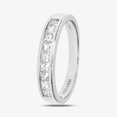 9ct White Gold 0.50ct Princess Cut Diamond Half Eternity Ring PR05550 9KW