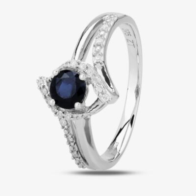 9ct White Gold Sapphire and Diamond Dress Ring OJS0022R-BS